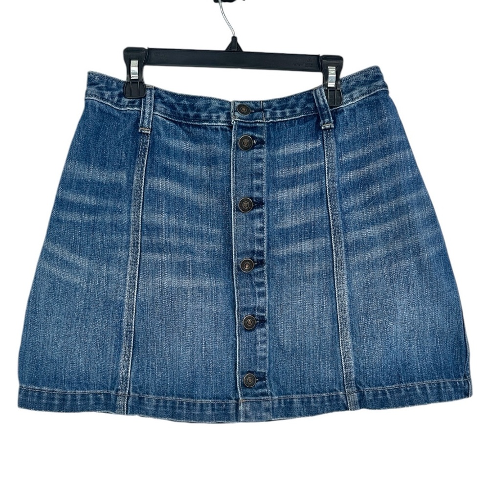 Abercrombie & Fitch Womens Blue Denim Button Front Short Pencil Skirt Size 6